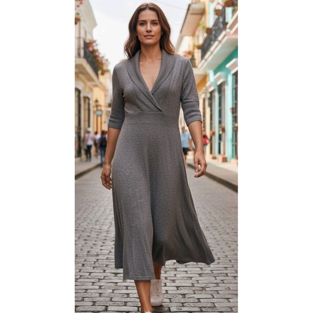 Athleta B4 U Play‎ Wool Grey Shirt Dress size XS 109693 Slouchy Comfy Tear Away